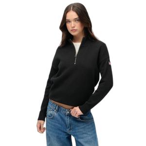 Pullover med halvlukket lynlås i strik med højt krave til kvinder Superdry image-1
