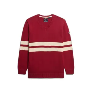 Pull às riscas com decote em V para mulher Superdry image-0