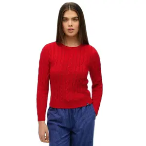 Pull à torsades fines essentials col rond femme Superdry image-1