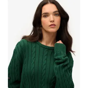 Classic twisted knit oversized cotton jumper for women Superdry image-4