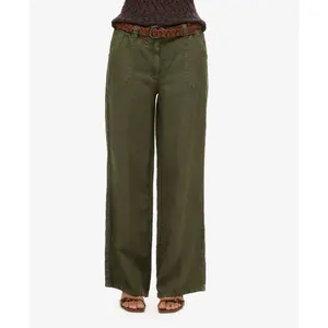 Pantalones de cintura baixa em linho para mulher Superdry image-5