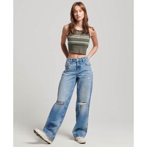 Jeans donna a vita media a gamba larga in cotone bio Superdry image-1