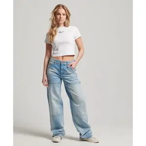 Vaqueros de tiro medio de algodón orgánico para mujer Superdry Carpenter image-2