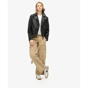 Low-waisted elasticated women's cargo trousers Superdry Vintage image-1
