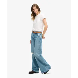 Wide flared jeans with raw edges for women Superdry image-5