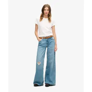 Wide flared jeans with raw edges for women Superdry image-1