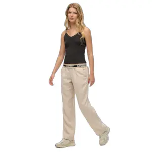 Pantalón de mujer con cordón de ajuste en lino Superdry image-0