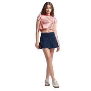 Pleated mini skirt in velvet for women Superdry Vintage image-1