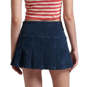 Pleated mini skirt in velvet for women Superdry Vintage image-2