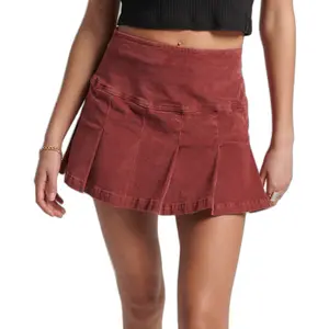 Pleated mini skirt in velvet for women Superdry Vintage image-1