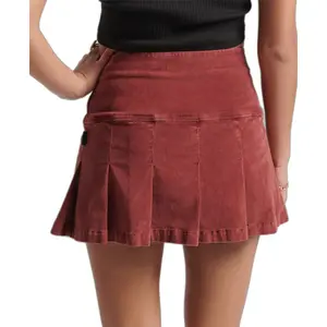 Pleated mini skirt in velvet for women Superdry Vintage image-2