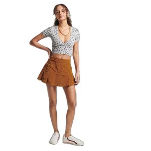 Pleated corduroy mini skirt for women Superdry Vintage image-1