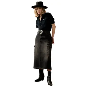 Saia de jeans midi com bolso cargo para mulher Superdry image-2