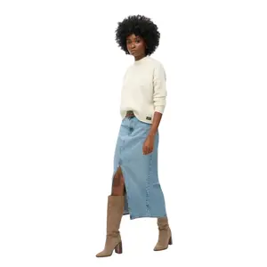 Dames denim rok met lange split Superdry image-4