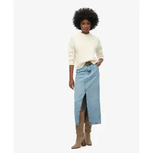 Dames denim rok met lange split Superdry image-1