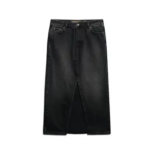 Dames denim rok met lange split Superdry image-0