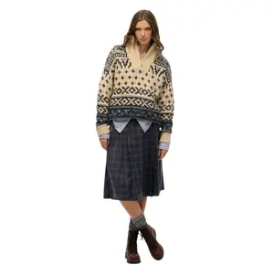 Plisseret midikjole i ternet til kvinder Superdry image-1