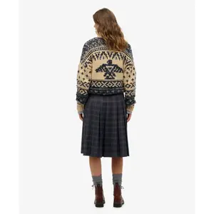 Plisseret midikjole i ternet til kvinder Superdry image-5