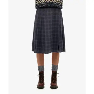 Plisseret midikjole i ternet til kvinder Superdry image-3