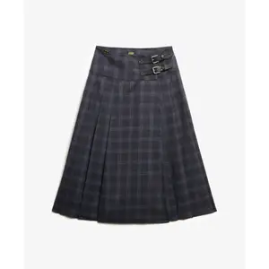 Plisseret midikjole i ternet til kvinder Superdry