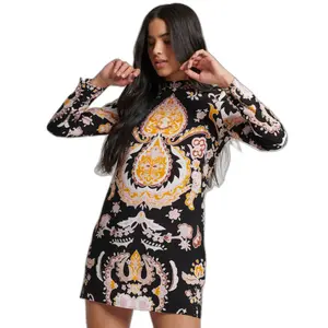 Vestido curto estampado de manga comprida para mulher Superdry image-1