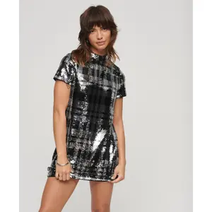 Robe t-shirt à sequins et col montant femme Superdry image-2