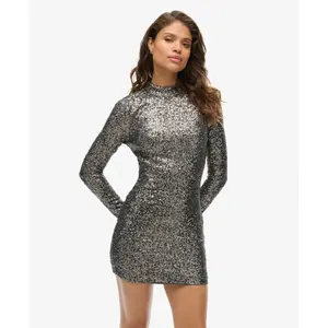 Short high-neck sequin dress for women Superdry image-2