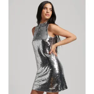 Women's short straight sequin dress Superdry image-2