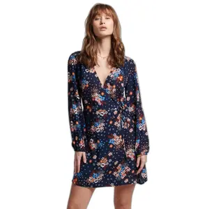 Women's short printed wrap dress Superdry image-2