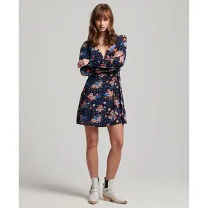 Women's short printed wrap dress Superdry image-1