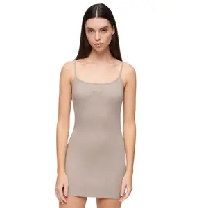 Geribbelde geborduurde spaghetti-jurkje voor dames Superdry image-1