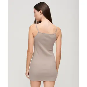 Geribbelde geborduurde spaghetti-jurkje voor dames Superdry image-4