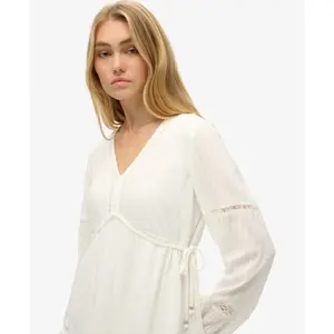 Short dress with long sleeves and ruffles Superdry Ibiza image-5