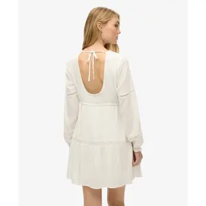 Short dress with long sleeves and ruffles Superdry Ibiza image-3