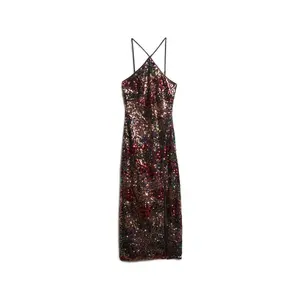 Robe mi-longue à dos nu et sequins femme Superdry image-0