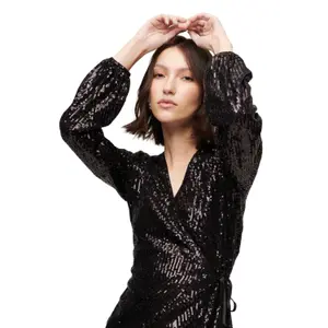 Sequin wrap mini-dress for women Superdry image-3