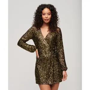 Sequin wrap mini-dress for women Superdry image-2