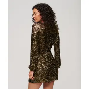 Sequin wrap mini-dress for women Superdry image-3