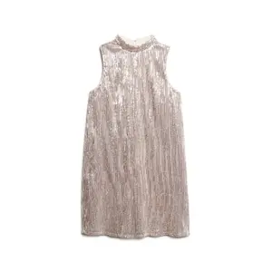 Vestido trapecio corto de lentejuelas sin mangas Superdry image-0