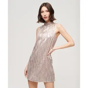 Vestido trapecio corto de lentejuelas sin mangas Superdry image-2