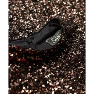 Vestido trapecio corto de lentejuelas sin mangas Superdry image-5