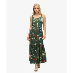 Vestido maxi de tecido com folhos para mulher Superdry image-1