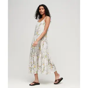 Vestido maxi de tecido com folhos para mulher Superdry image-1