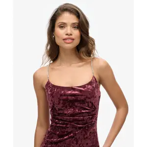 Long velvet dress with rhinestones for women Superdry image-4