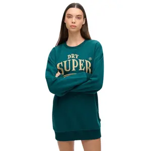 Abito felpa con logo metallizzato donna Superdry Luxe image-1