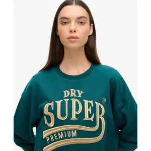 Abito felpa con logo metallizzato donna Superdry Luxe image-3