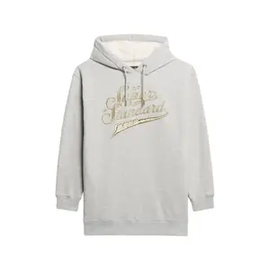 Hooded sweatshirt dress with metallic logo for women Superdry Luxe