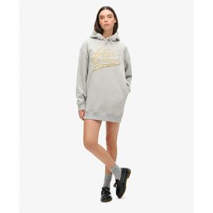 Hooded sweatshirt dress with metallic logo for women Superdry Luxe image-2
