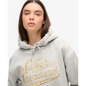 Hooded sweatshirt dress with metallic logo for women Superdry Luxe image-4