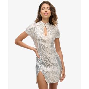 Abito corto con colletto Mao e paillettes da donna Superdry image-1